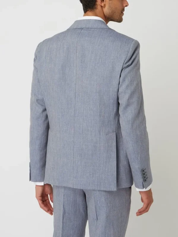 Blitzangebot ? Atelier Torino Slim Fit 2-Knopf-Sakko Aus Leinen-Schurwoll-Mix Modell ‘Tito’ – Bleu ? 6