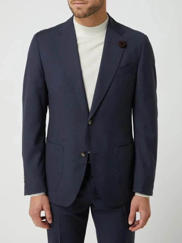 Bester Verkauf ⭐ Windsor Shaped Fit 2-Knopf-Sakko Aus Schurwolle Modell ‘Travel-W’ – Marineblau ? 5