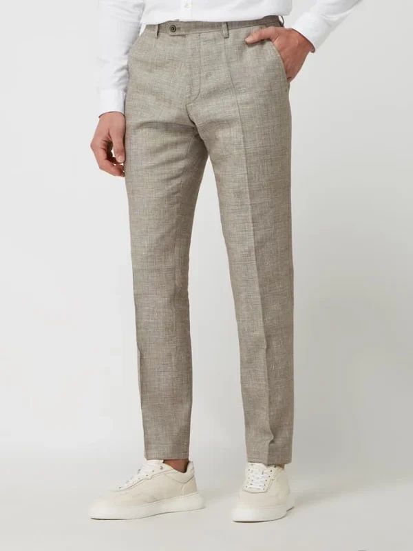 Blitzangebot ? Roy Robson Slim Fit Anzughose Aus Leinenmischung – Khaki ? 5