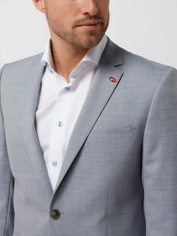 Auslauf ? DIGEL Slim Fit 2-Knopf-Sakko Aus Schurwolle Modell ‘Rod’ – Hellblau ? 4
