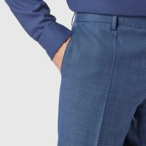 Auslauf ? BOSS Slim Fit Anzughose Mit Allover-Muster Modell ‘Genius’ – Blau ? 11