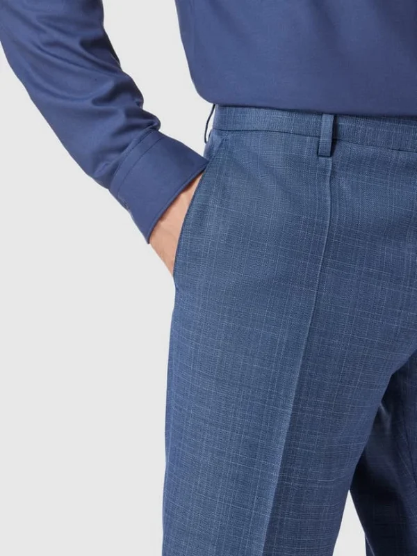 Auslauf ? BOSS Slim Fit Anzughose Mit Allover-Muster Modell ‘Genius’ – Blau ? 4