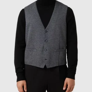 Billig ? Christian Berg Men Weste Mit Strukturmuster – Blau ❤️ 13