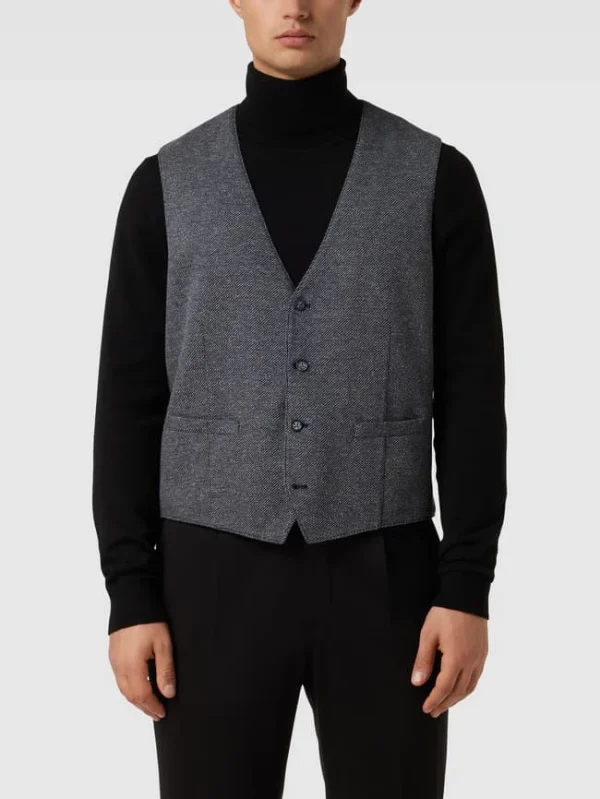 Billig ? Christian Berg Men Weste Mit Strukturmuster – Blau ❤️ 5