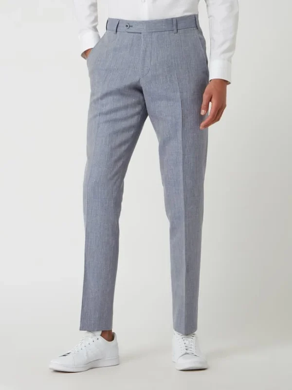 Billig ? Atelier Torino Slim Fit Anzughose Aus Leinen-Schurwoll-Mix Modell ‘Cane’ – Bleu ? 5