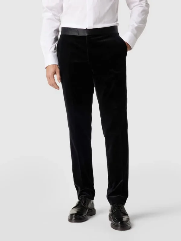 Coupon ? BOSS Slim Fit Anzughose Mit Kontrastbesatz – Schwarz ? 5