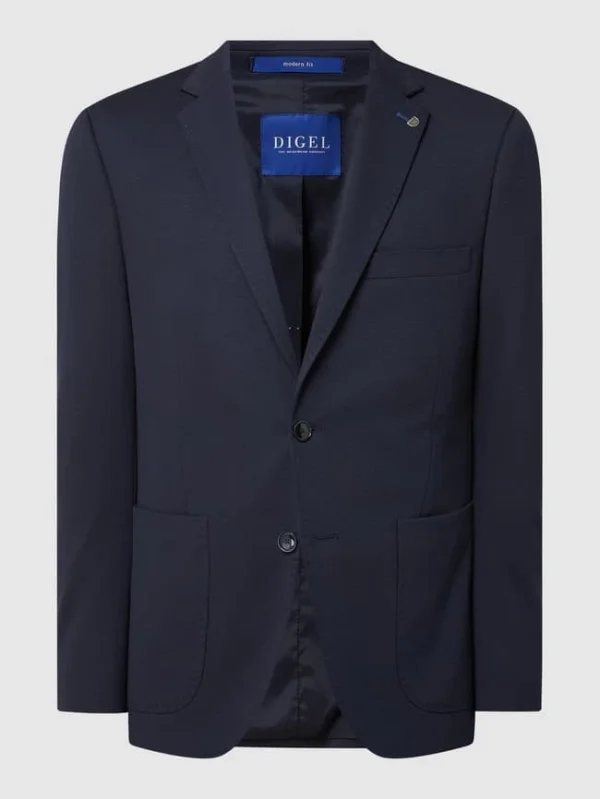 Am billigsten ? DIGEL Modern Fit 2-Knopf-Sakko Aus Jersey Modell ‘Edison’ – Marineblau ✨ 3