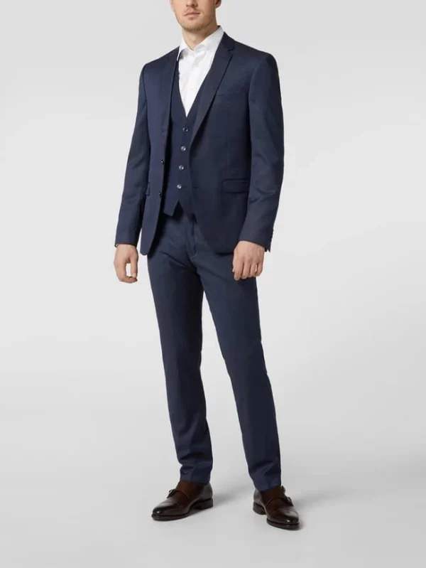 Am billigsten ? MCNEAL Slim Fit 2-Knopf-Sakko Mit Webmuster – Marineblau ? 1