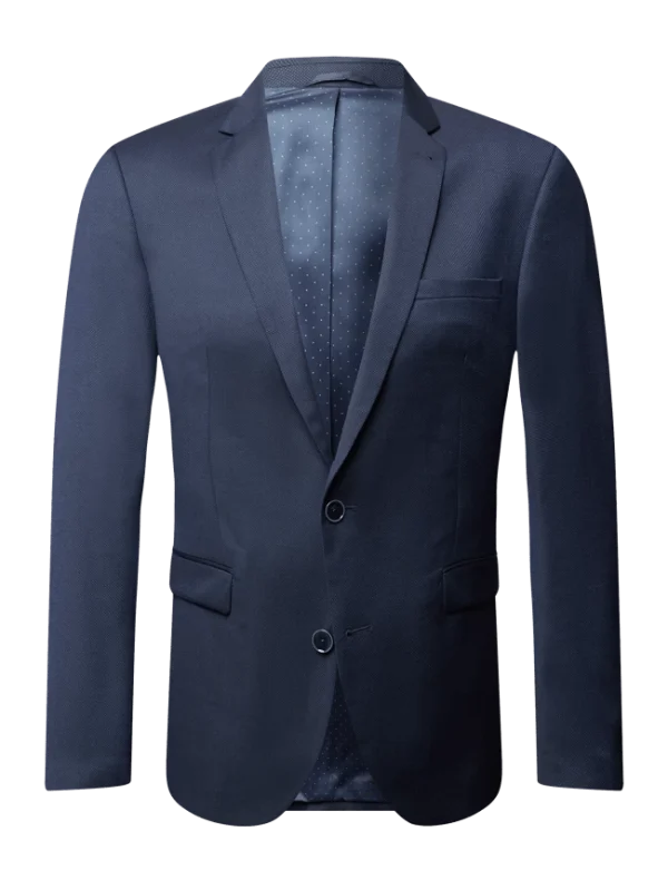 Am billigsten ? MCNEAL Slim Fit 2-Knopf-Sakko Mit Webmuster – Marineblau ? 3