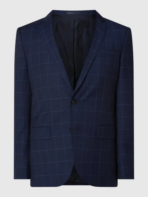 Blitzangebot ? BOSS Slim Fit 2-Knopf-Sakko Aus Schurwolle Modell ‘Huge’ – Blau ? 3
