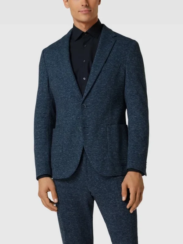 Aktion ? MCNEAL Slim Fit 2-Knopf-Sakko Mit Hahnentrittmuster – Blau ⭐ 5