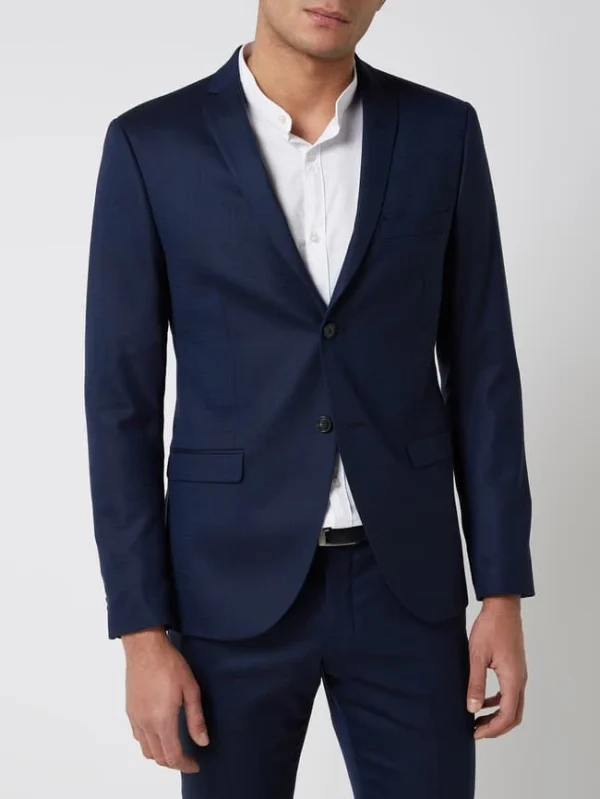 Coupon ? Tiger Of Sweden Slim Fit 2-Knopf-Sakko Aus Woll-Elasthan-Mix Modell ‘Jil’ – Blau ✔️ 5