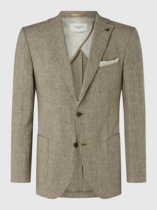 Coupon ? Carl Gross Modern Fit 2-Knopf-Sakko Aus Leinen Modell ‘Tebbo’ – Mittelbraun ? 3