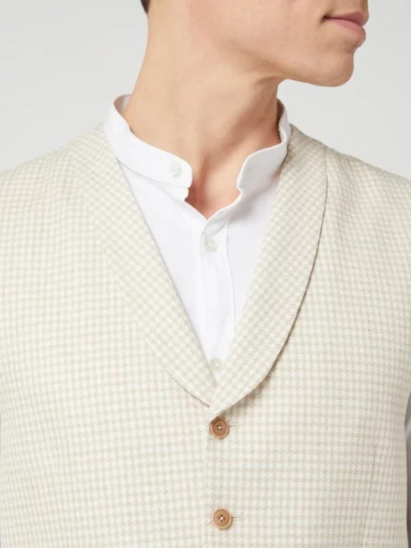 Coupon ? CG – Club Of Gents Slim Fit Weste Mit Leinen-Anteil Modell ‘Paddy’ – Beige ? 4