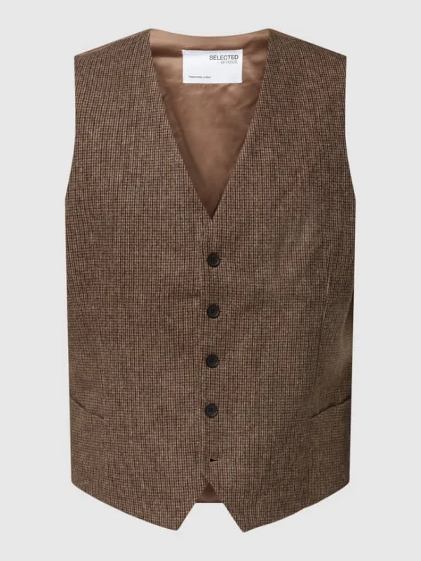 Am billigsten ? Selected Homme Weste Mit Allover-Muster Und Woll-Anteil Modell ‘ADRIAN’ – Mittelbraun ? 1