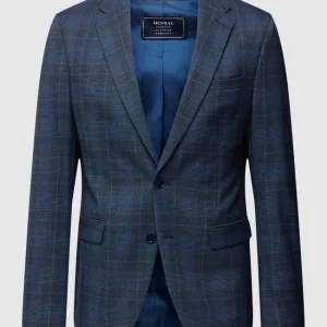 Am billigsten ? MCNEAL Super Slim Fit 2-Knopf-Sakko Mit Glencheck-Muster – Blau ? 9