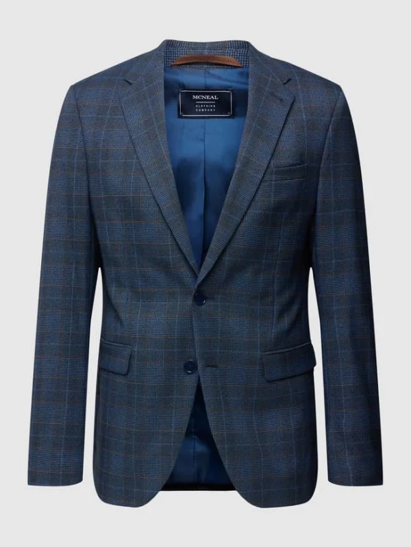 Am billigsten ? MCNEAL Super Slim Fit 2-Knopf-Sakko Mit Glencheck-Muster – Blau ? 3
