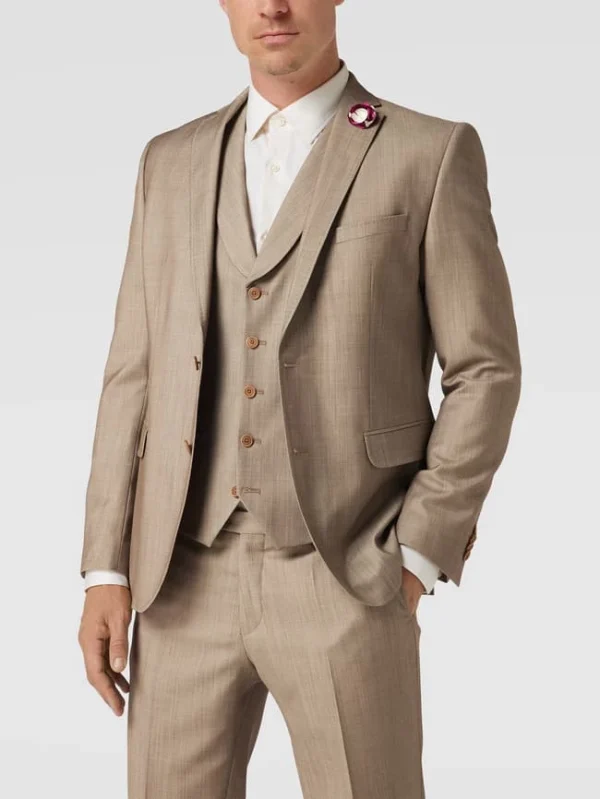 Neu ✔️ CG – Club Of Gents Slim Fit 2-Knopf-Sakko Mit Zier-Detail – Beige ? 5