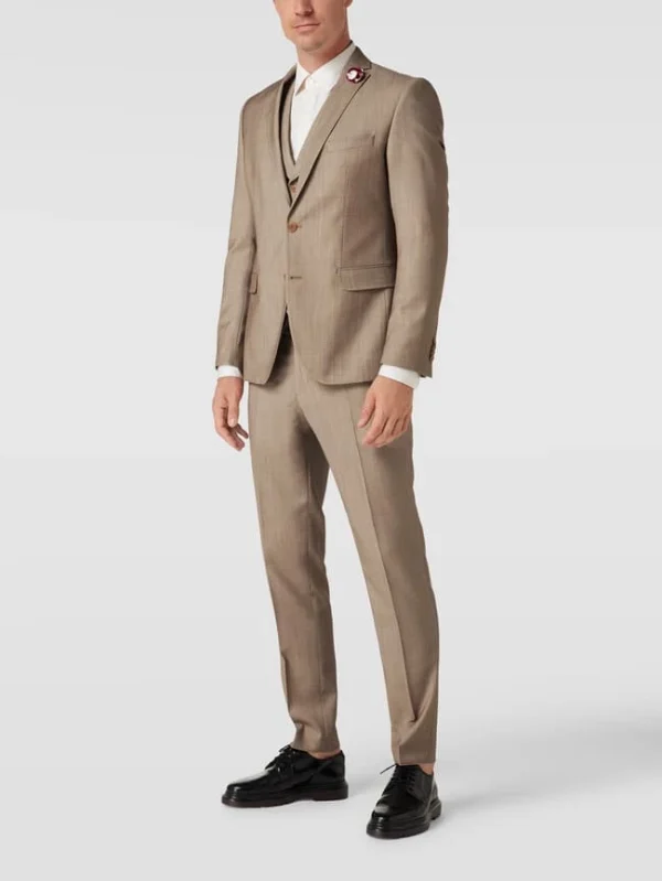 Neu ✔️ CG – Club Of Gents Slim Fit 2-Knopf-Sakko Mit Zier-Detail – Beige ? 1