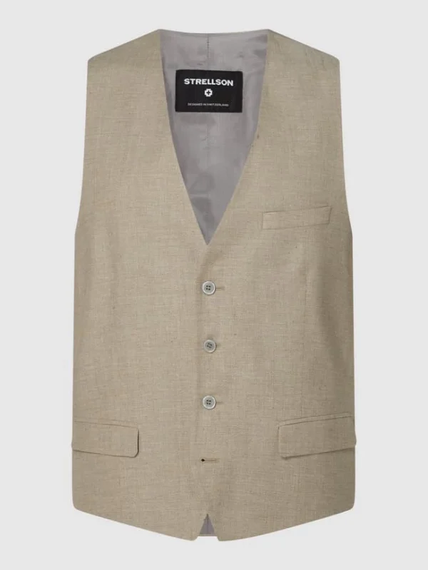 Schlussverkauf ? Strellson Weste Mit Leinen-Anteil Modell ‘Gyl’ – Beige ? 1