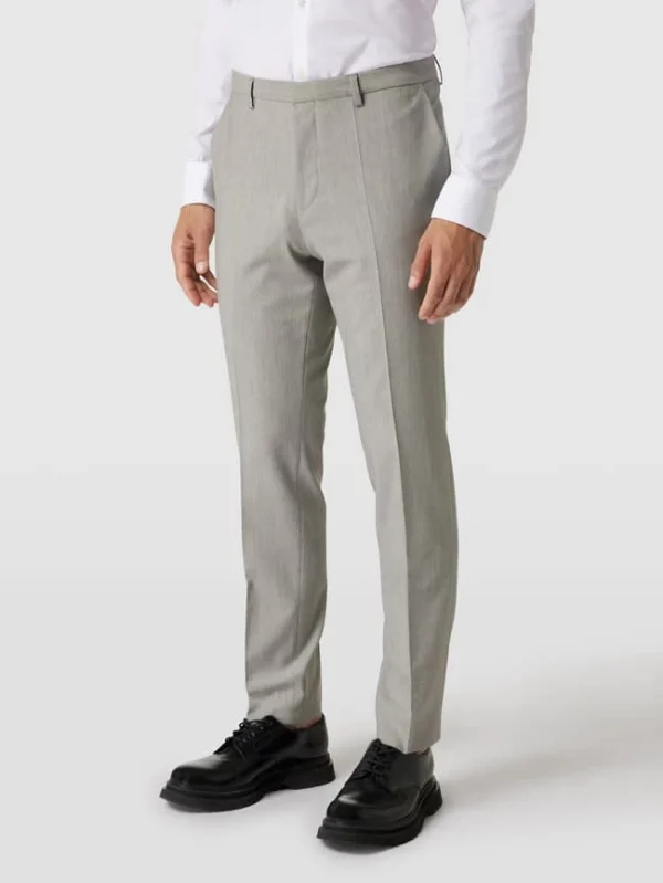 Am billigsten ✨ HUGO Hose Mit Bügelfalten Modell ‘Hesten’ – Hellgrau ? 5