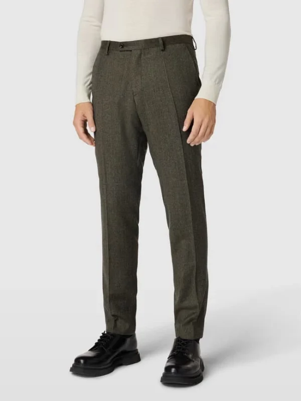 Auslauf ? CG – Club Of Gents Hose Mit Bügelfalten Modell ‘Cruz’ – Olivgrün ✔️ 5