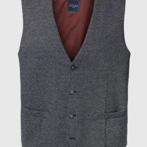 Billig ? Christian Berg Men Weste Mit Strukturmuster – Blau ❤️ 9