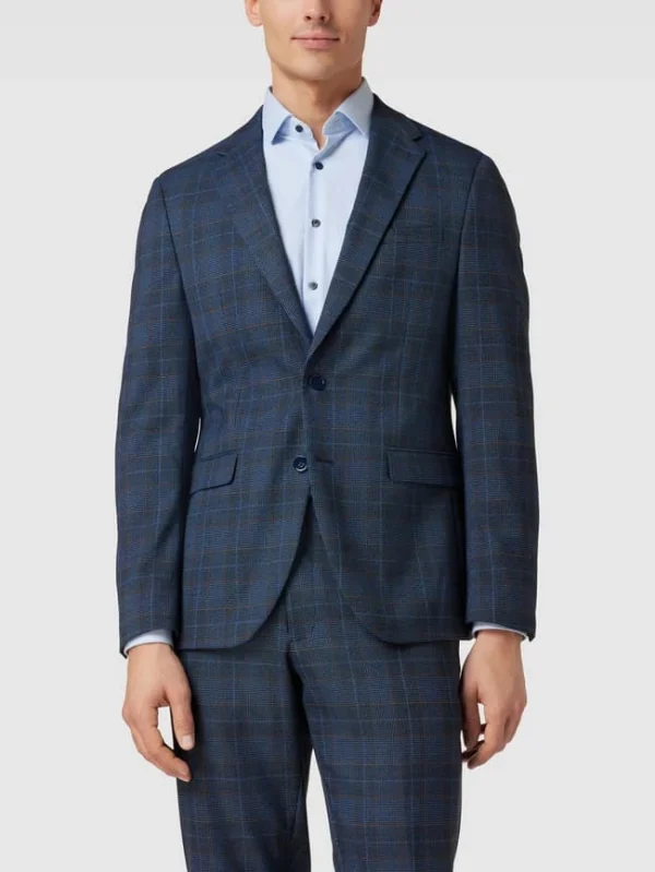 Am billigsten ? MCNEAL Super Slim Fit 2-Knopf-Sakko Mit Glencheck-Muster – Blau ? 5