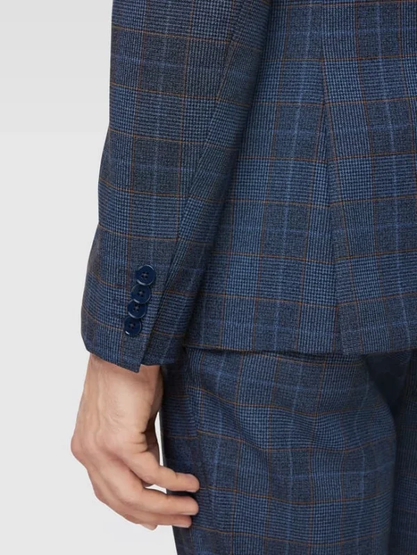 Am billigsten ? MCNEAL Super Slim Fit 2-Knopf-Sakko Mit Glencheck-Muster – Blau ? 4