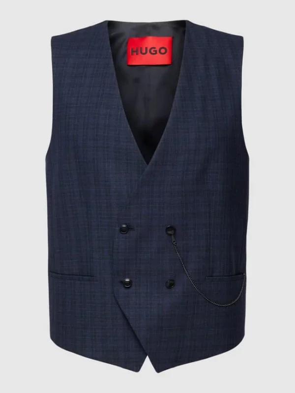 Angebote ? HUGO Weste Mit Glencheck-Muster Modell ‘Vin’ – Marineblau ? 1