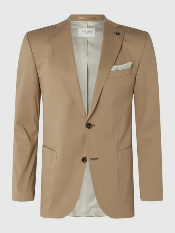 Top 10 ? Carl Gross Modern Fit 2-Knopf-Sakko Mit Stretch-Anteil Modell ‘Sander’ – Beige ? 3