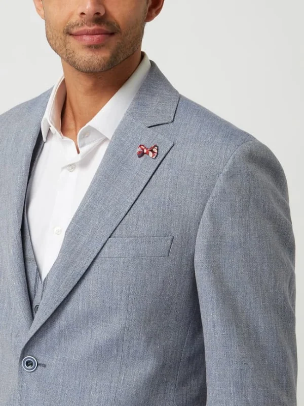 Blitzangebot ? Atelier Torino Slim Fit 2-Knopf-Sakko Aus Leinen-Schurwoll-Mix Modell ‘Tito’ – Bleu ? 4