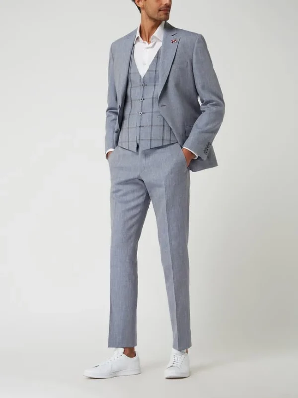 Billig ? Atelier Torino Slim Fit Anzughose Aus Leinen-Schurwoll-Mix Modell ‘Cane’ – Bleu ? 1