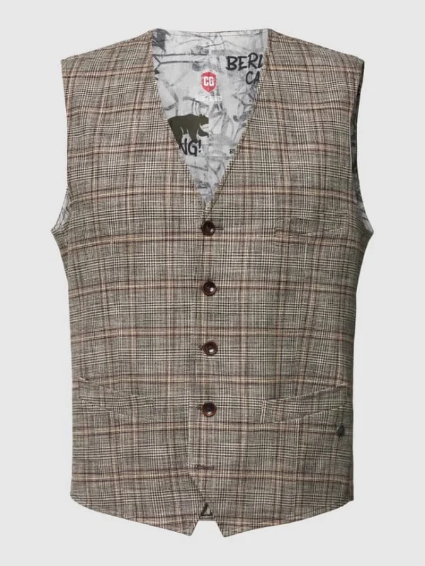 Bestpreis ? CG – Club Of Gents Weste Mit Karomuster Modell ‘Morley’ – Beige ? 3