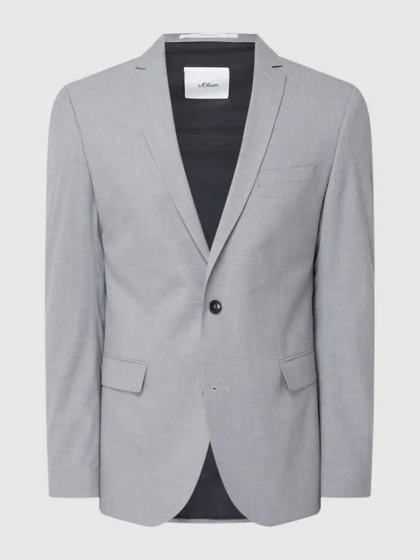Auslauf ? S.Oliver BLACK LABEL Slim Fit 2-Knopf-Sakko Mit Stretch-Anteil – Hellgrau ⌛ 3