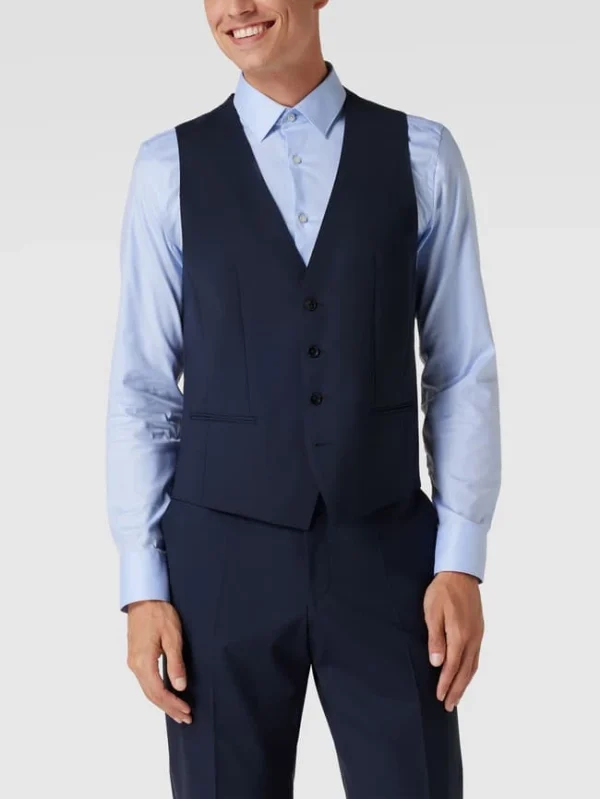 Budget ? BOSS Weste Mit Paspeltaschen Modell ‘Huge Vest’ – Blau ? 5