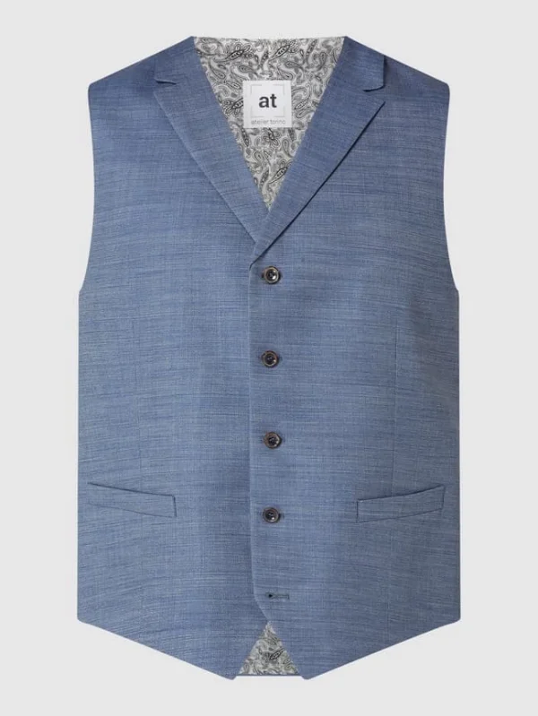 Schlussverkauf ? Atelier Torino Weste Aus Schurwollmischung Modell ‘Orazio’ – Blau ? 3