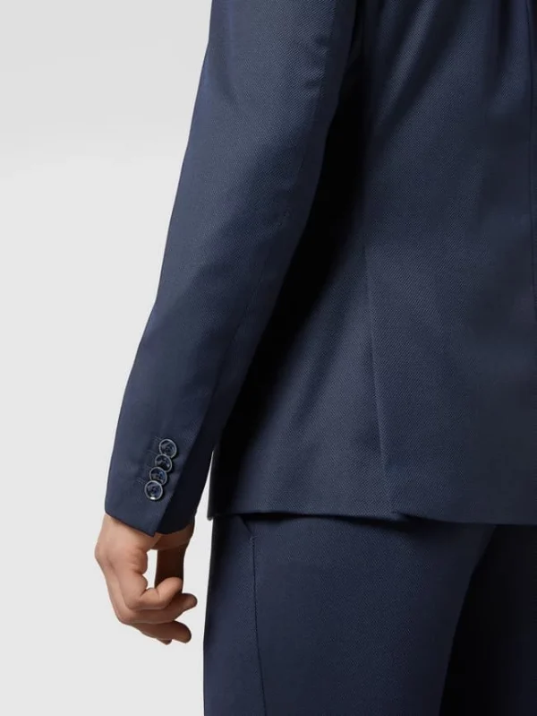 Am billigsten ? MCNEAL Slim Fit 2-Knopf-Sakko Mit Webmuster – Marineblau ? 4