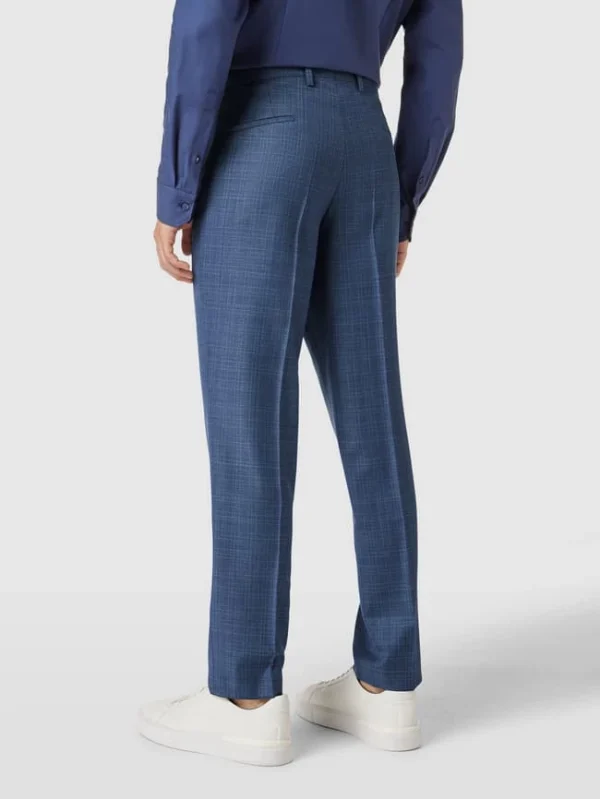 Auslauf ? BOSS Slim Fit Anzughose Mit Allover-Muster Modell ‘Genius’ – Blau ? 6