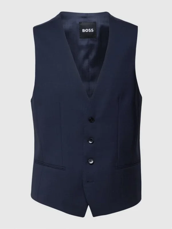 Budget ? BOSS Weste Mit Paspeltaschen Modell ‘Huge Vest’ – Blau ? 3