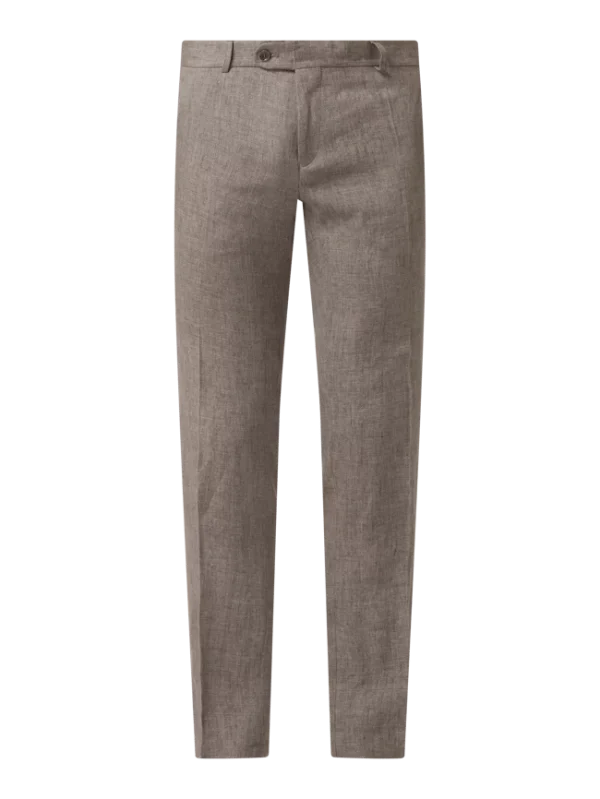 Budget ✨ Carl Gross Modern Fit Anzughose Aus Leinen Modell ‘Tomte’ – Mittelgrau ✔️ 3