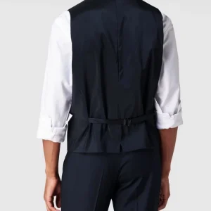 Auslauf ? BOSS Slim Fit Weste Aus Schurwolle – Marineblau ? 15