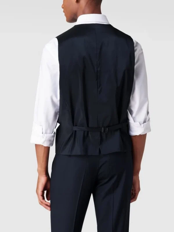 Auslauf ? BOSS Slim Fit Weste Aus Schurwolle – Marineblau ? 6