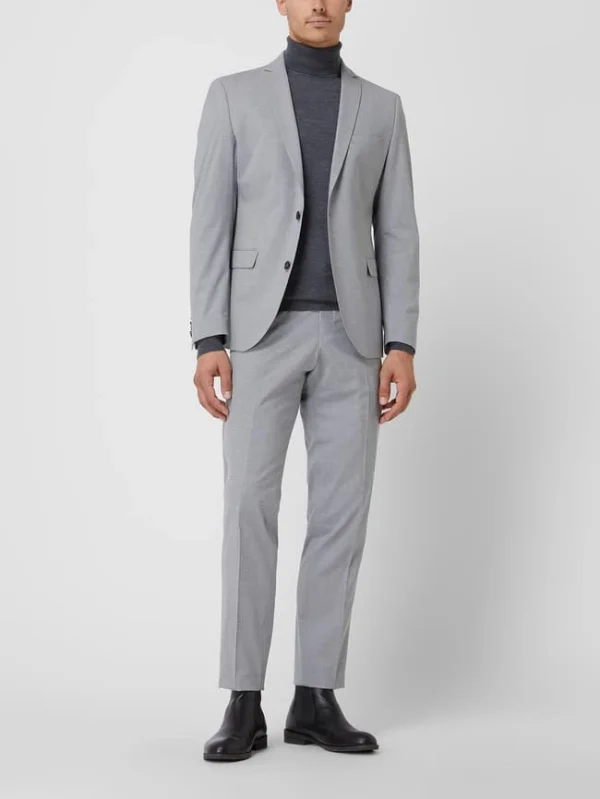Auslauf ? S.Oliver BLACK LABEL Slim Fit 2-Knopf-Sakko Mit Stretch-Anteil – Hellgrau ⌛ 1