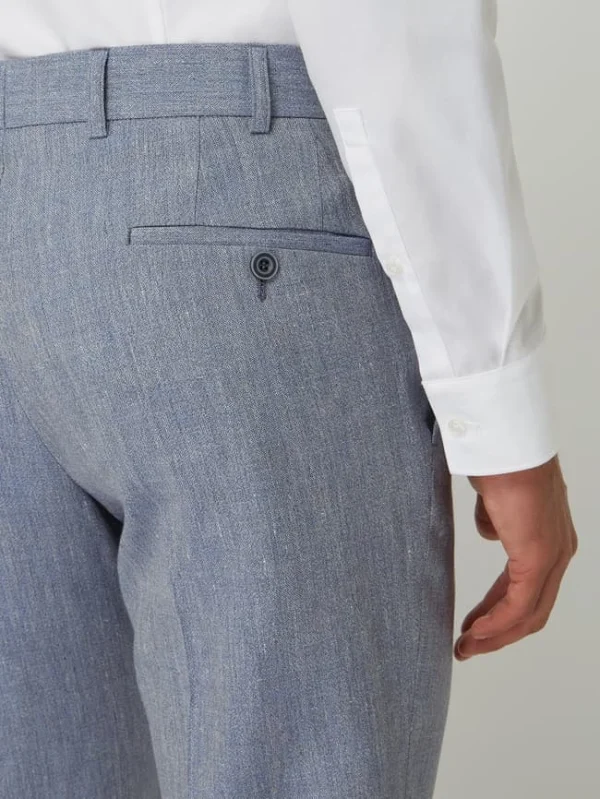 Billig ? Atelier Torino Slim Fit Anzughose Aus Leinen-Schurwoll-Mix Modell ‘Cane’ – Bleu ? 4