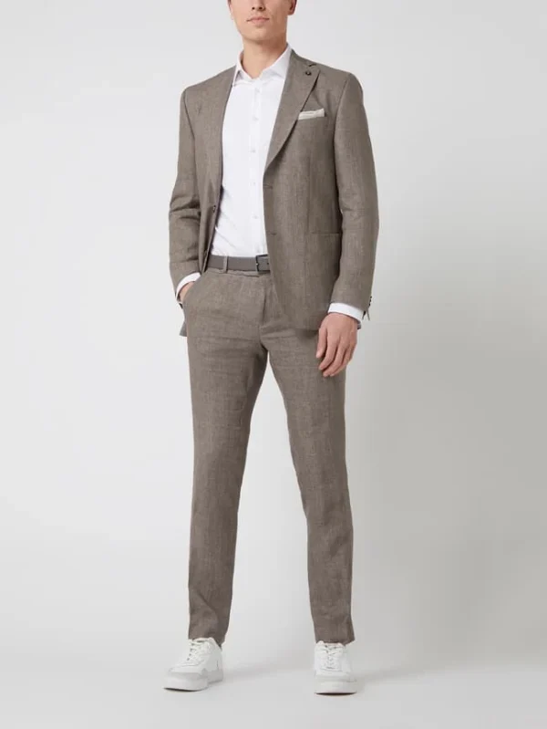 Budget ✨ Carl Gross Modern Fit Anzughose Aus Leinen Modell ‘Tomte’ – Mittelgrau ✔️ 1