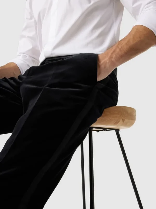 Coupon ? BOSS Slim Fit Anzughose Mit Kontrastbesatz – Schwarz ? 4