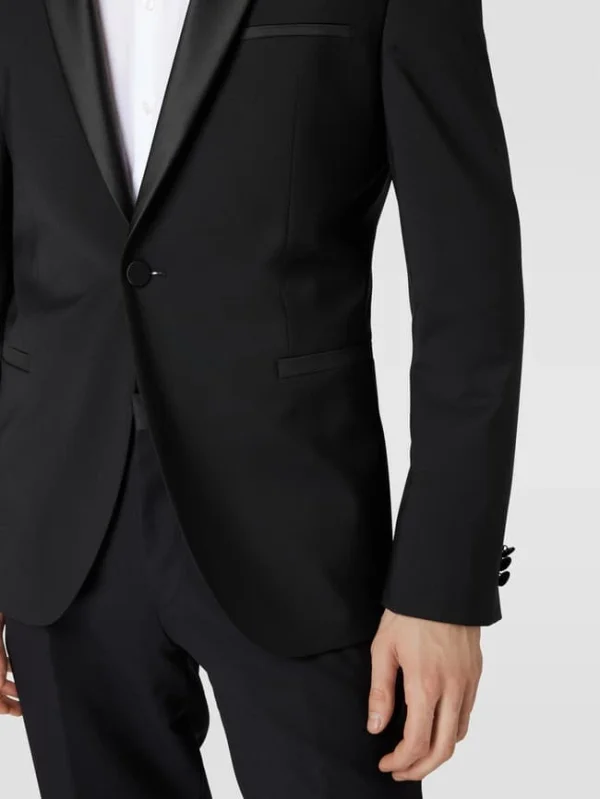 Auslauf ❤️ HUGO Slim Fit 1-Knopf-Sakko Mit Label-Stitching – Schwarz ✨ 4