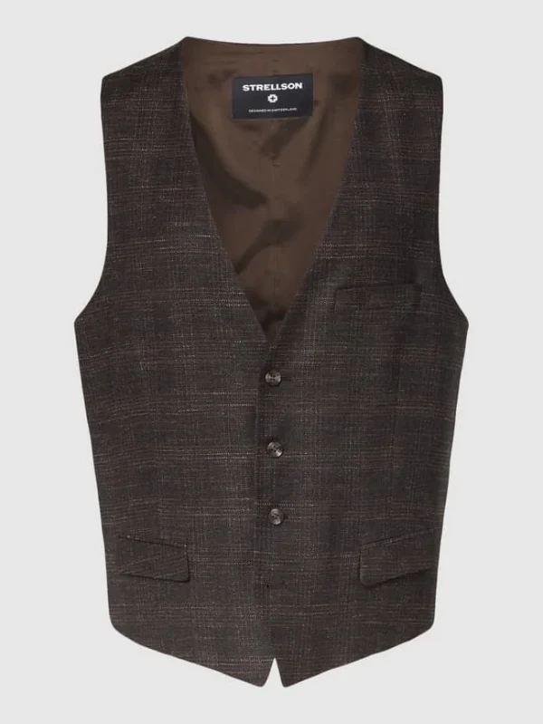 Angebote ? Strellson Weste Mit Allover-Muster Modell ‘Gyl’ – Dunkelbraun ? 1