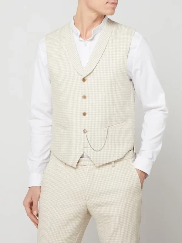 Coupon ? CG – Club Of Gents Slim Fit Weste Mit Leinen-Anteil Modell ‘Paddy’ – Beige ? 5